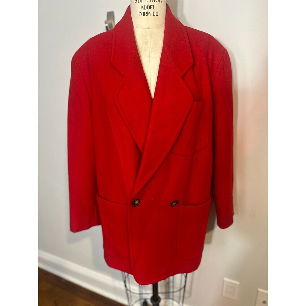Vintage Ann Taylor Red Wool Double Breasted Blazer Jacket Coat Sz Medium 1990s